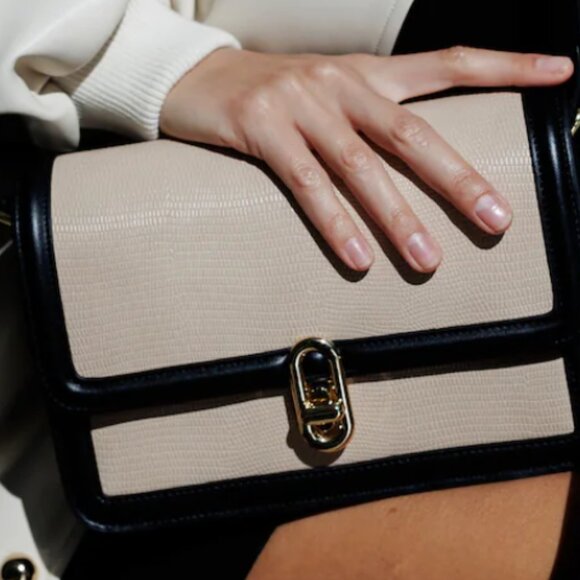 Jules Kae Mia Bag in Blush Lizard/Black